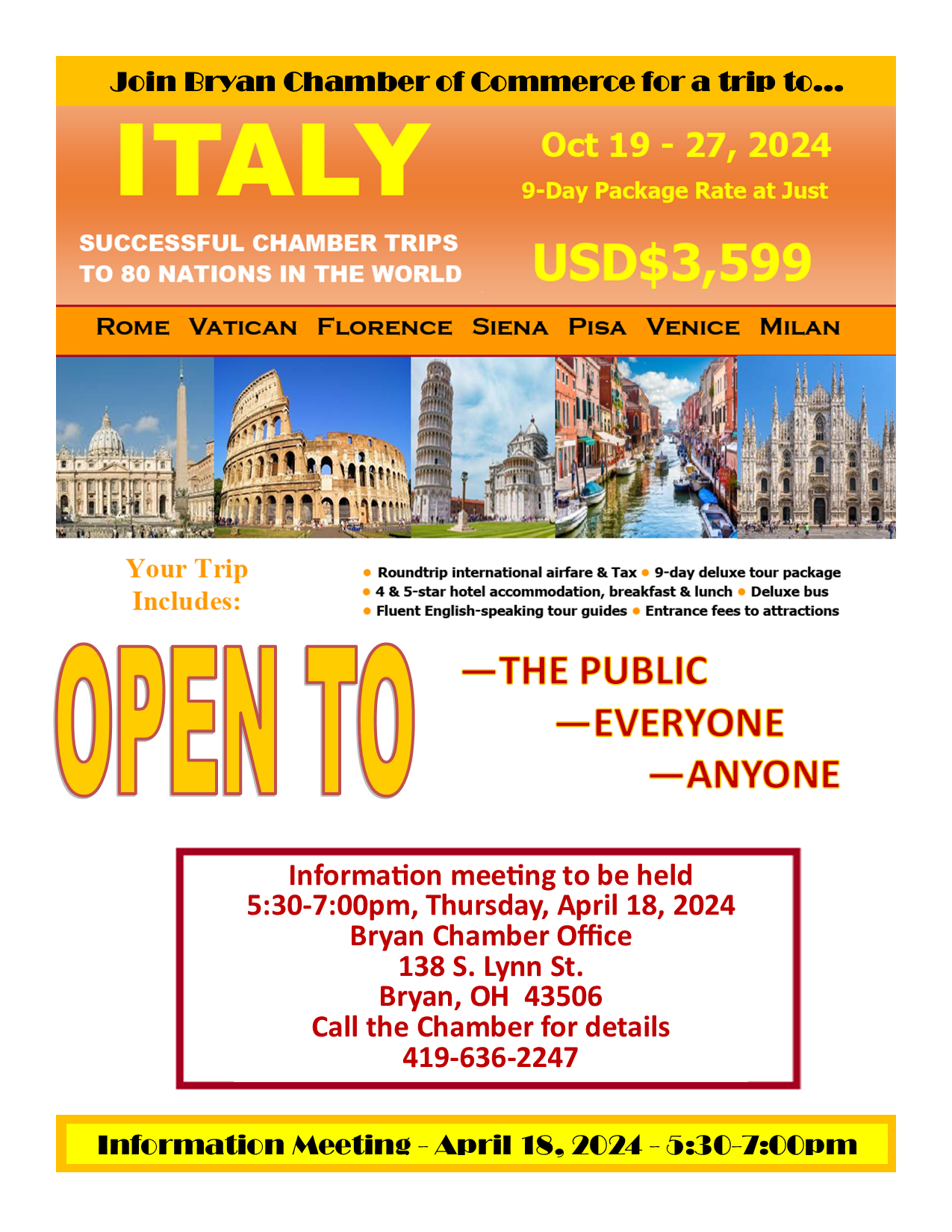 Chamber Trip-ITALY Informational Meeting